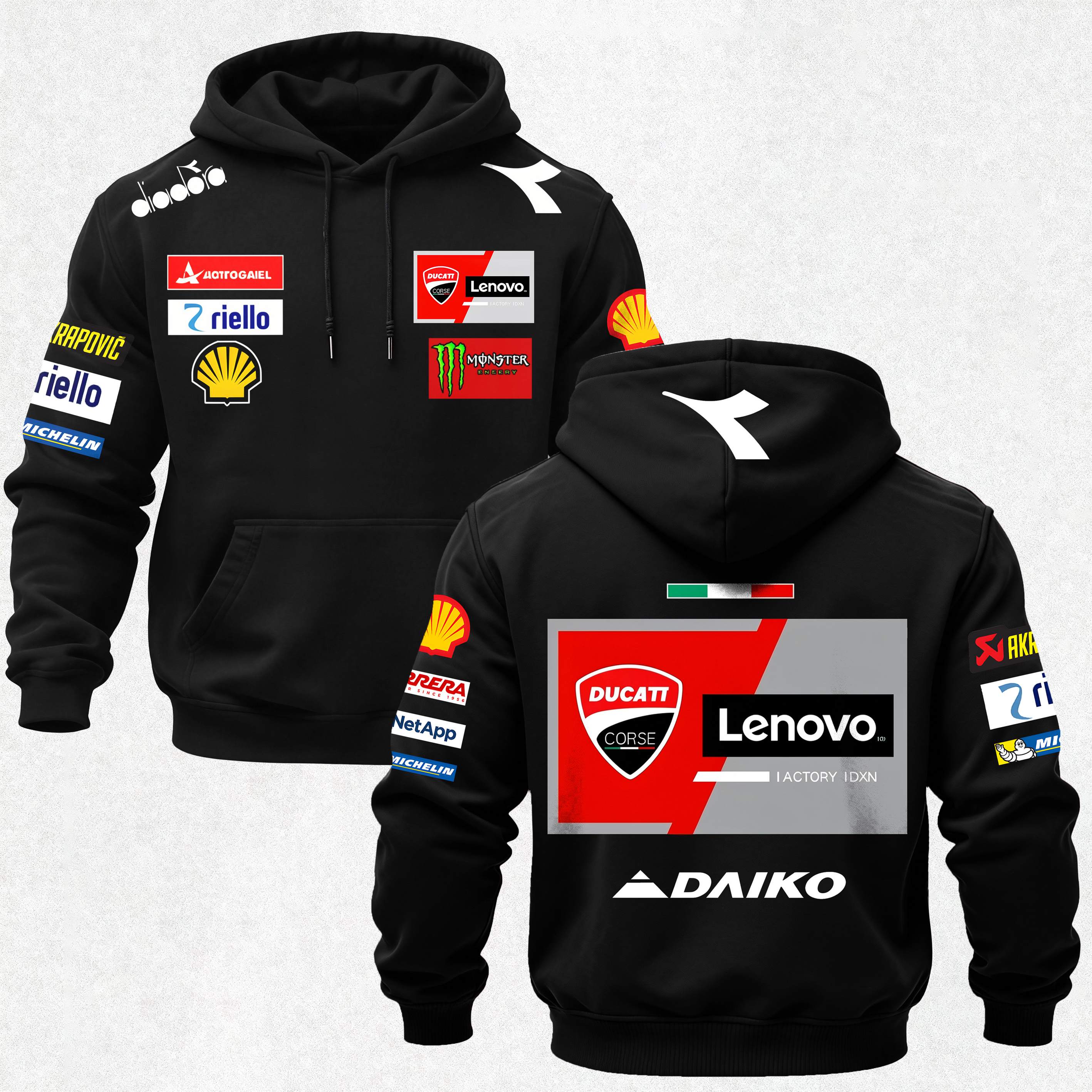 Ducati Corse Lenovo Printed Fleece-lined Unisex Hoodie Image - 1