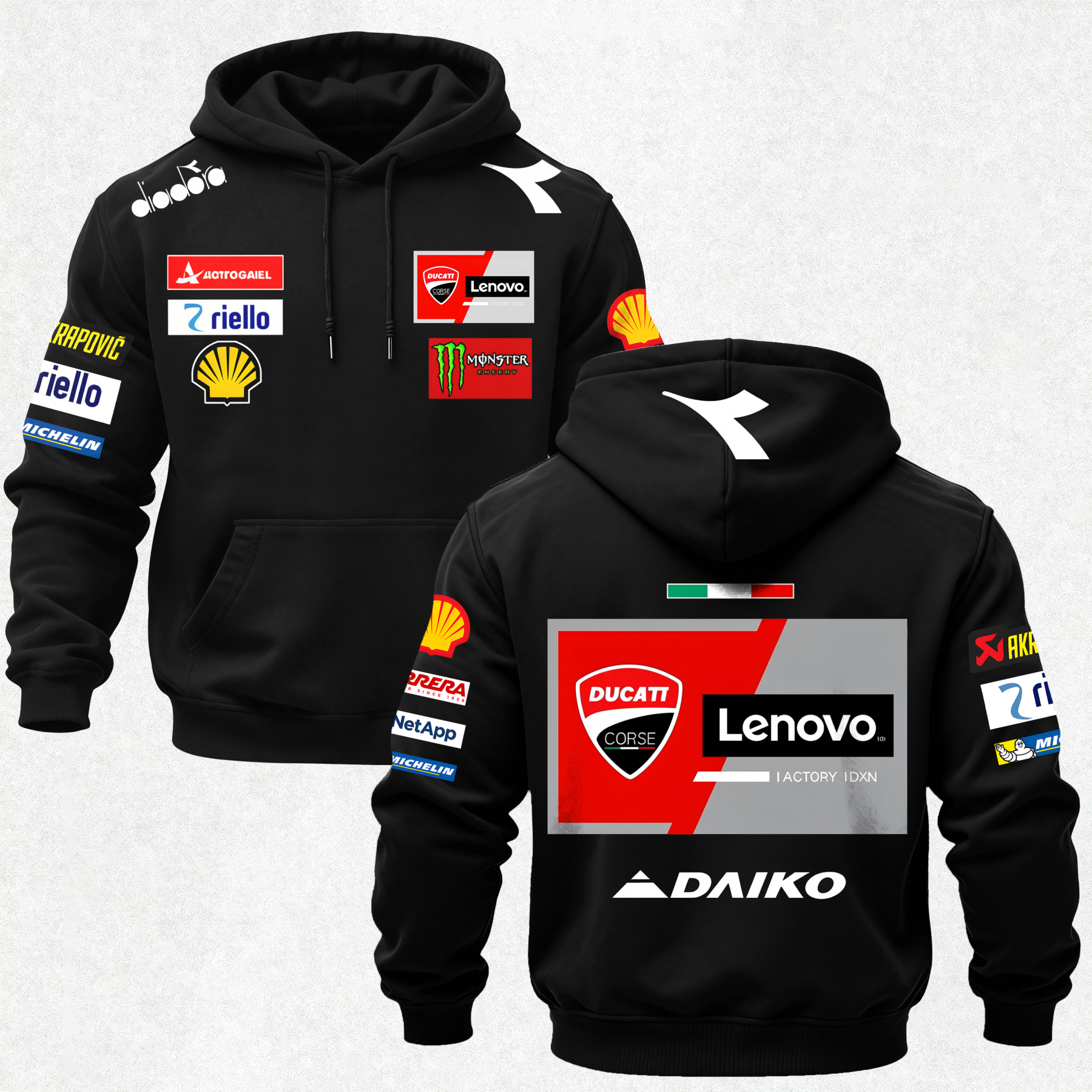 Ducati Corse Lenovo Printed Fleece-lined Unisex Hoodie Image - 1