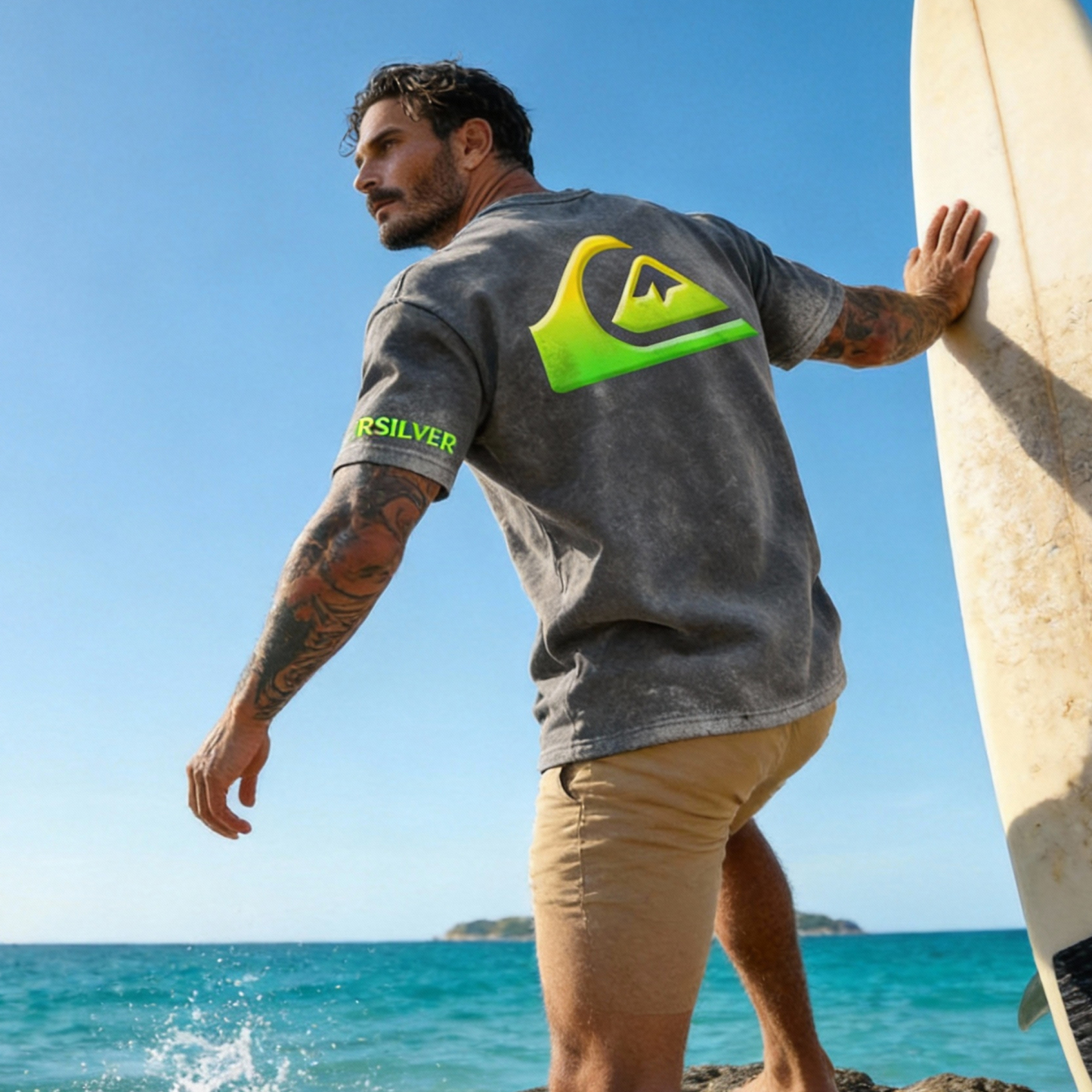 Vintage Quiksilver Printed Unisex Washed T-Shirt Image - 5