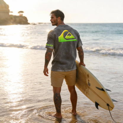 Vintage Quiksilver Printed Unisex Washed T-Shirt Image - 4