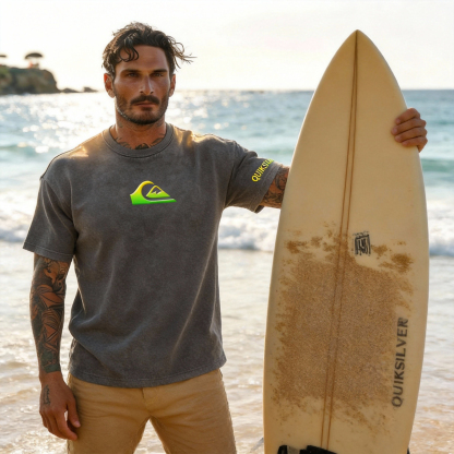 Vintage Quiksilver Printed Unisex Washed T-Shirt Image - 7