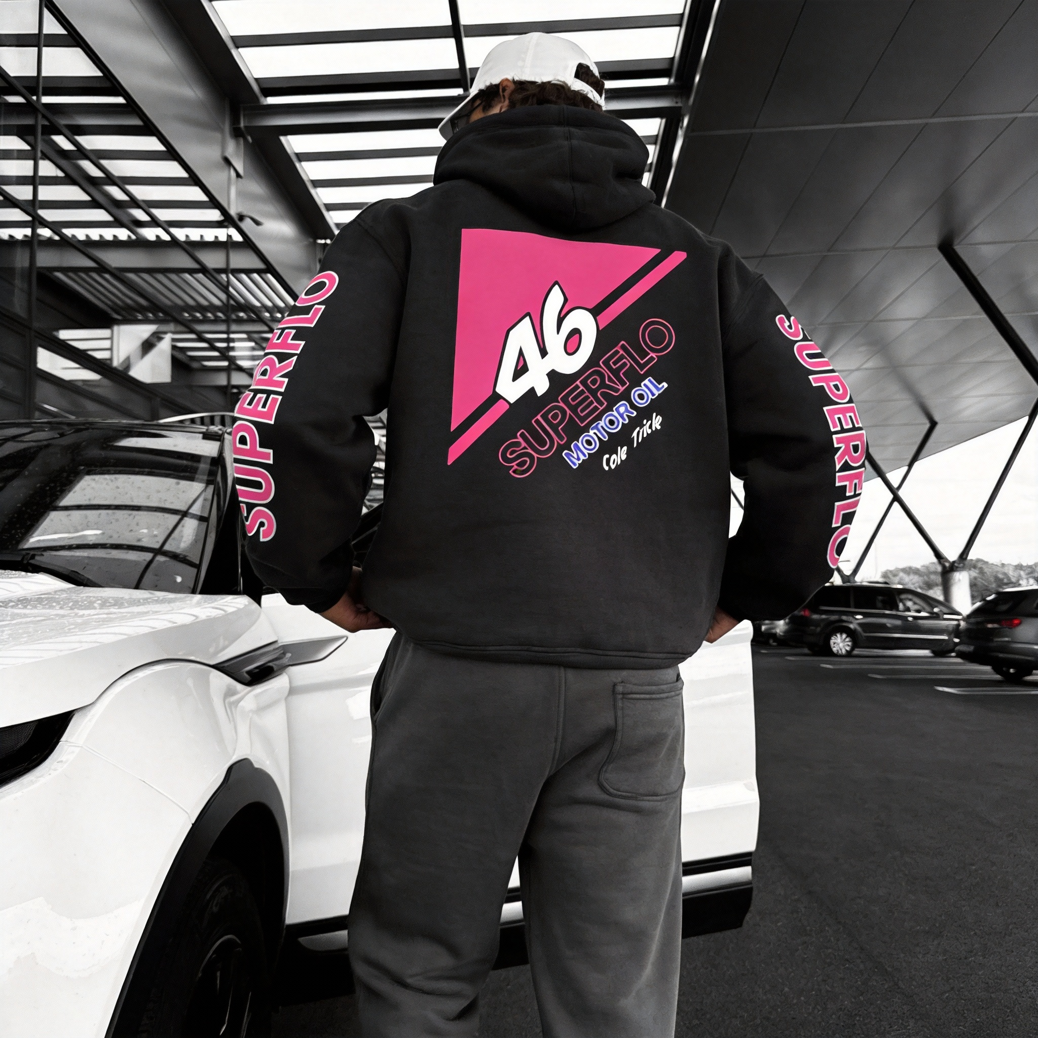 Days of Thunder Cole Trickle 46 Superflo Motor Oil Printed Fleece-lined Unisex Hoodie Image - 4