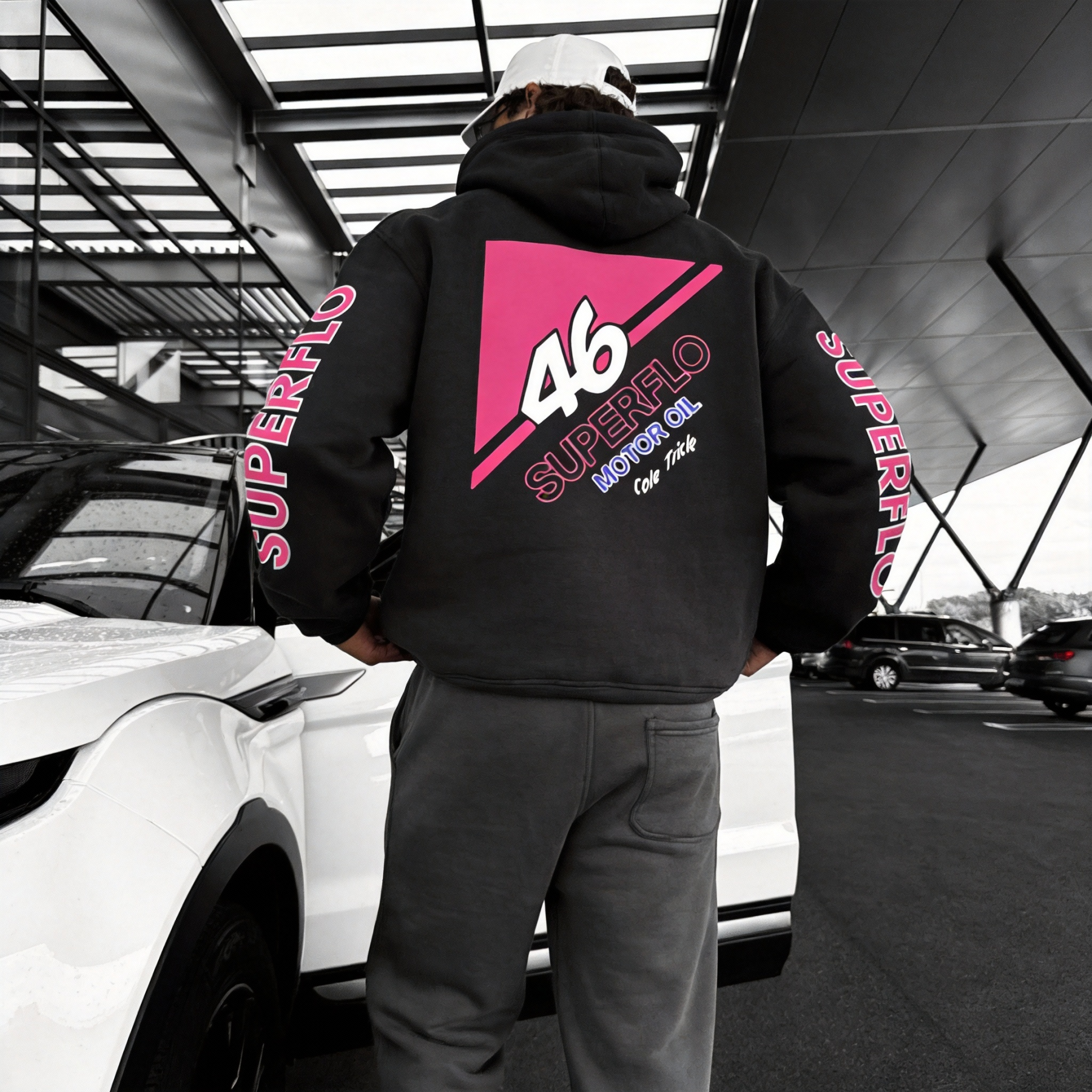 Days of Thunder Cole Trickle 46 Superflo Motor Oil Printed Fleece-lined Unisex Hoodie Image - 4