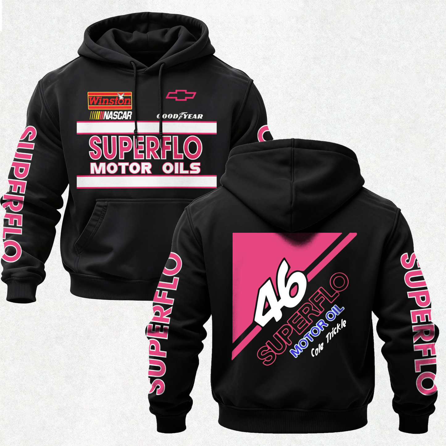 Days of Thunder Cole Trickle 46 Superflo Motor Oil Printed Fleece-lined Unisex Hoodie Image - 1
