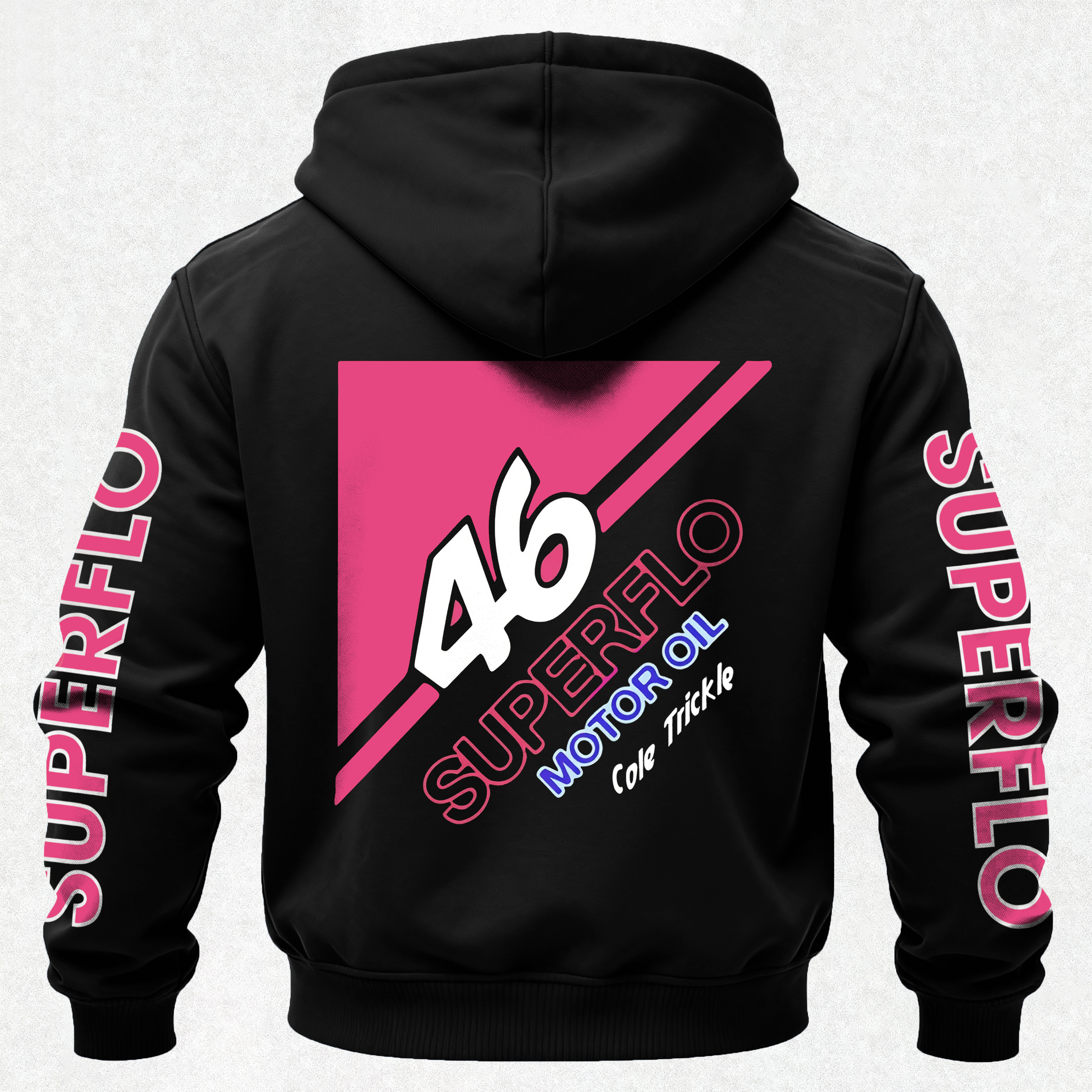 Days of Thunder Cole Trickle 46 Superflo Motor Oil Printed Fleece-lined Unisex Hoodie Image - 2