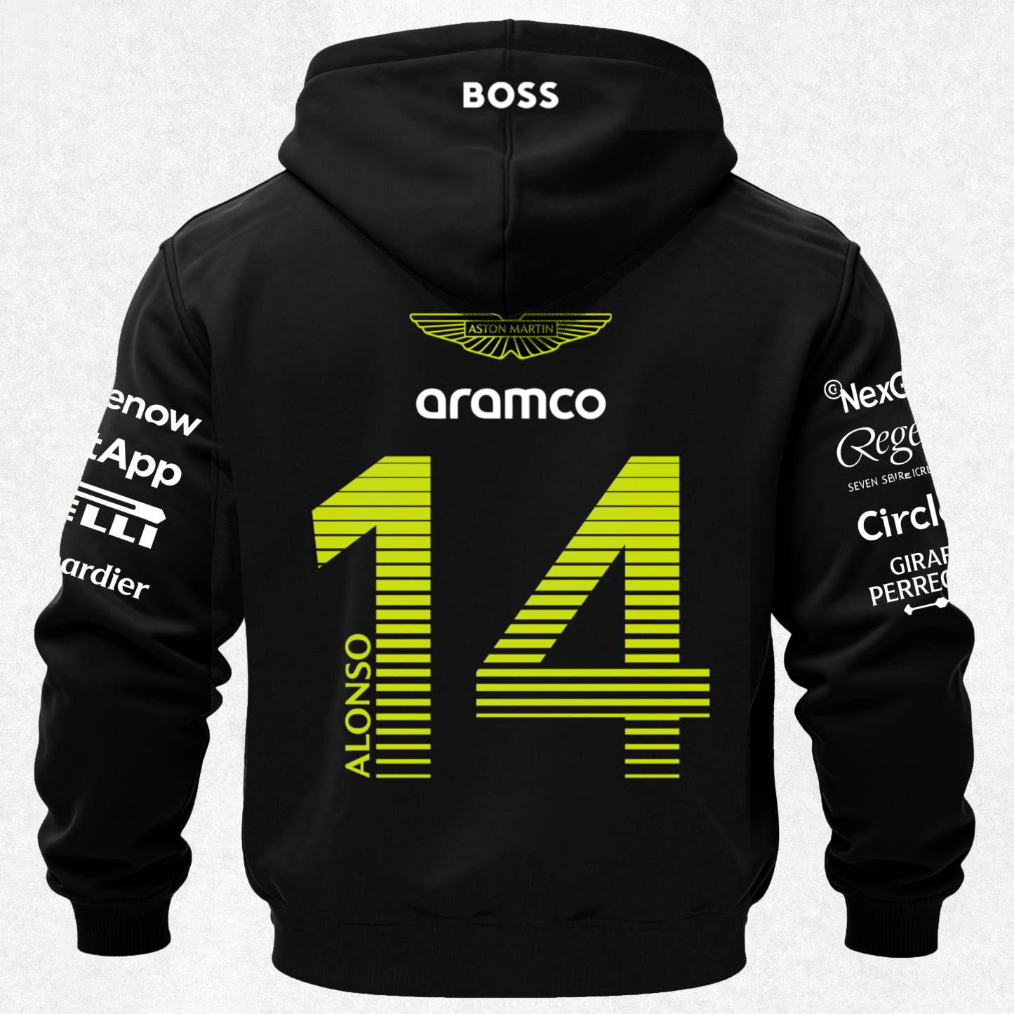 Aston Martin Fernando Alonso F1 Printed Fleece-lined Unisex Hoodie Image - 3