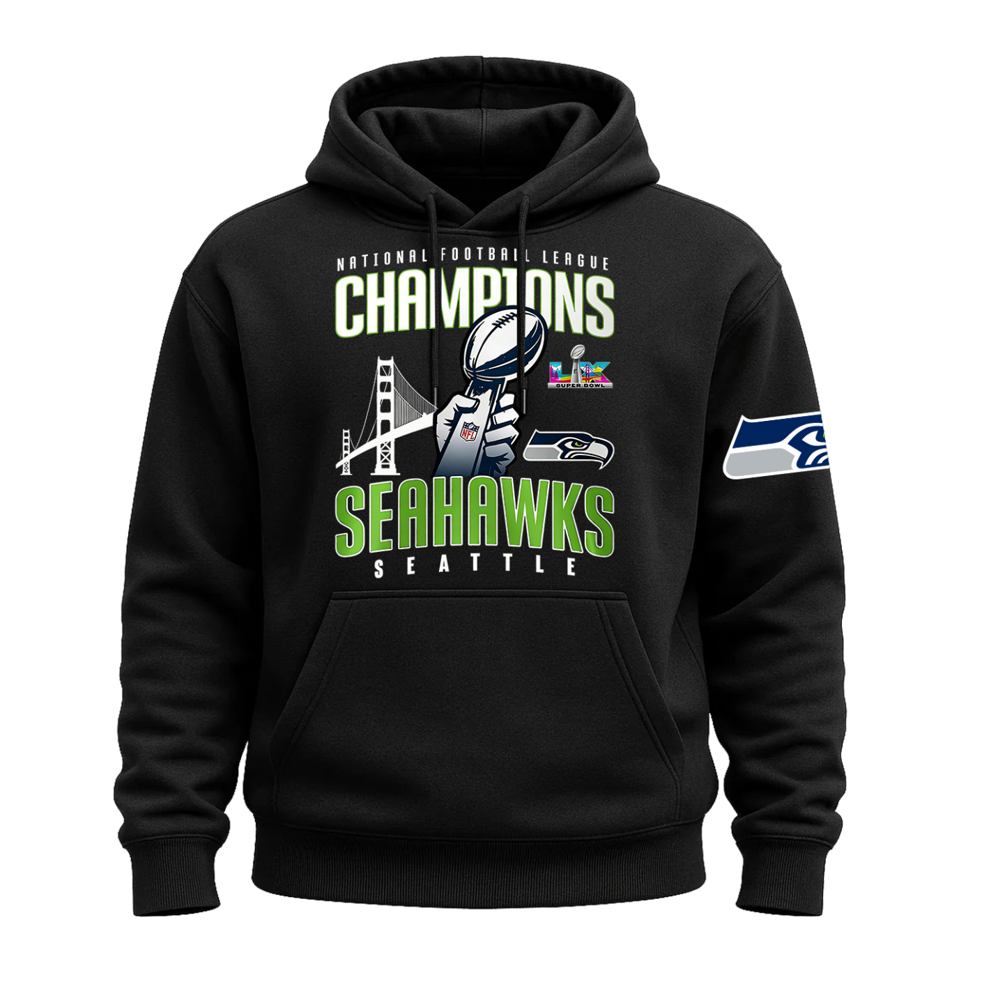 Seattle Seahawks Super Bowl LX Printed Fleece-lined Unisex Hoodie Image - 6