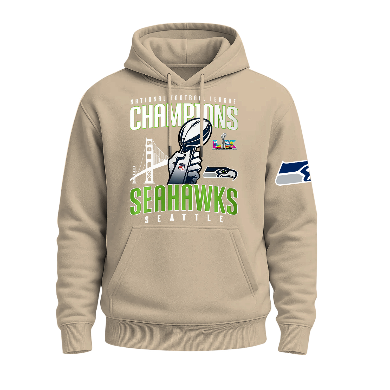Seattle Seahawks Super Bowl LX Printed Fleece-lined Unisex Hoodie Image - 18