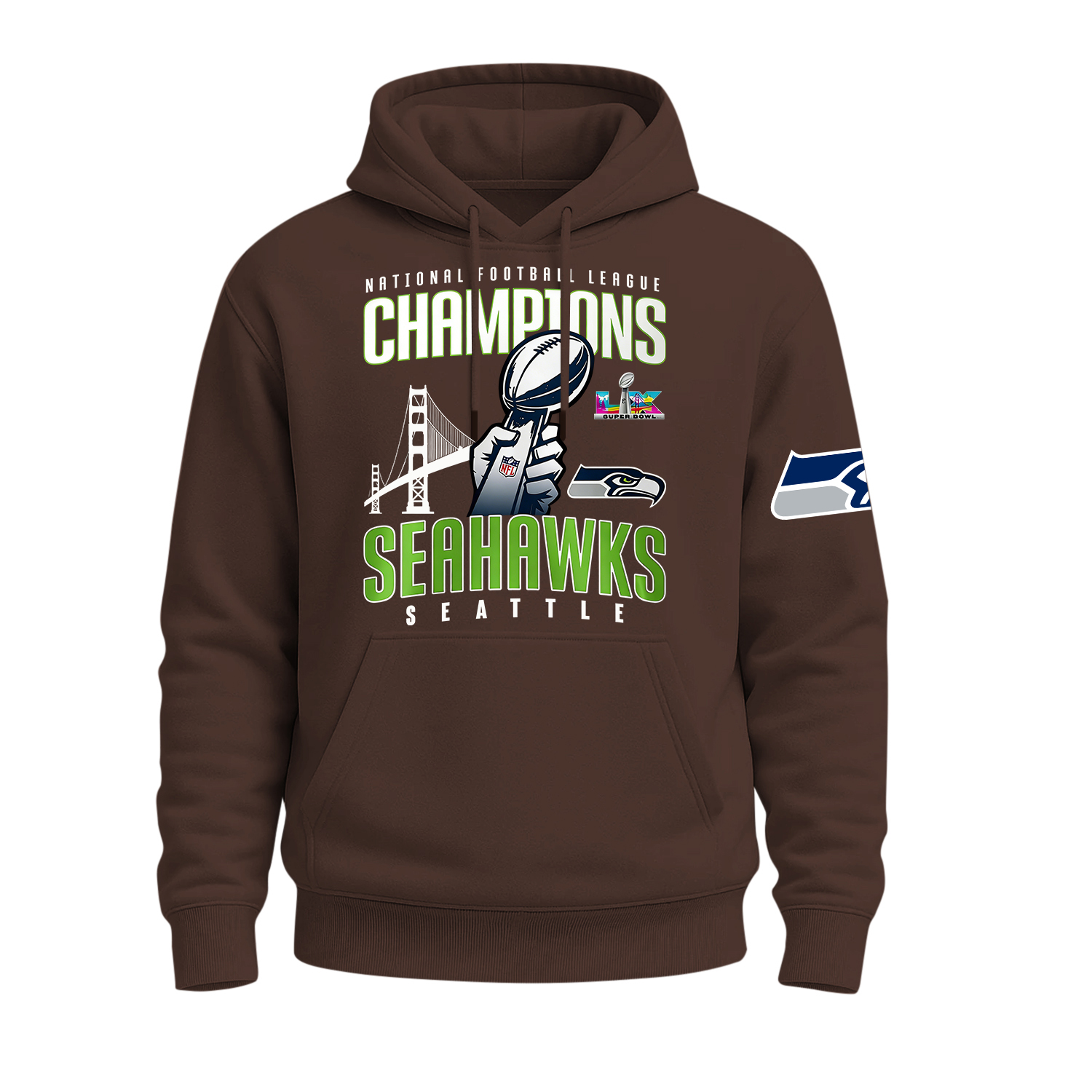 Seattle Seahawks Super Bowl LX Printed Fleece-lined Unisex Hoodie Image - 16