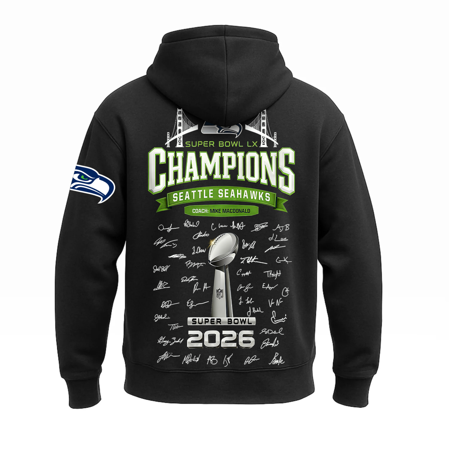 Seattle Seahawks Super Bowl LX Printed Fleece-lined Unisex Hoodie Image - 5
