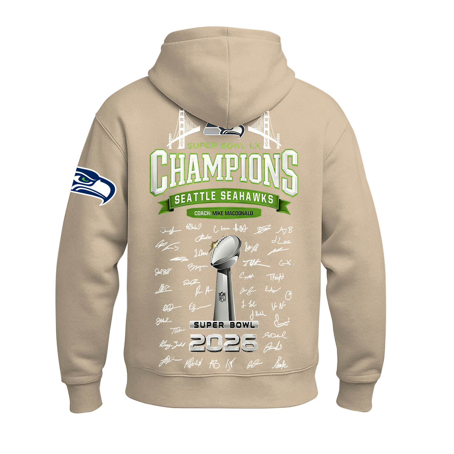 Seattle Seahawks Super Bowl LX Printed Fleece-lined Unisex Hoodie Image - 17