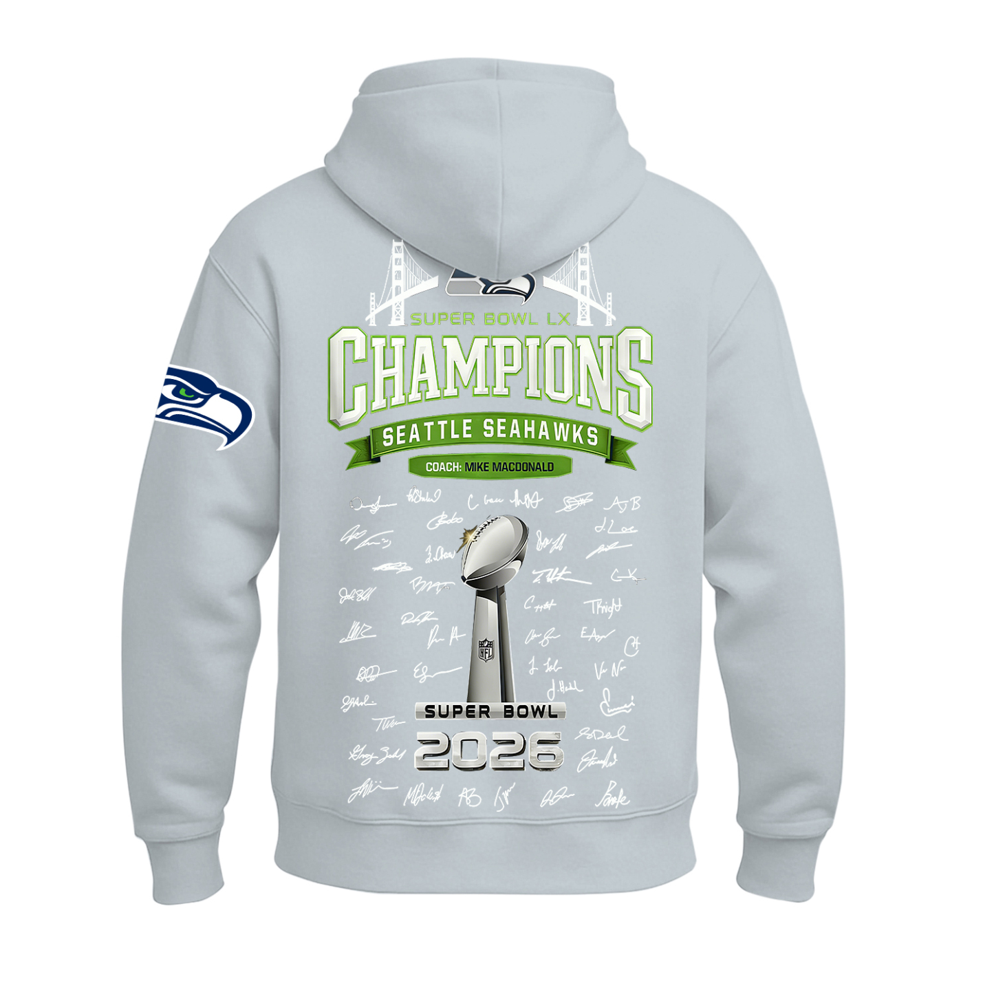 Seattle Seahawks Super Bowl LX Printed Fleece-lined Unisex Hoodie Image - 19