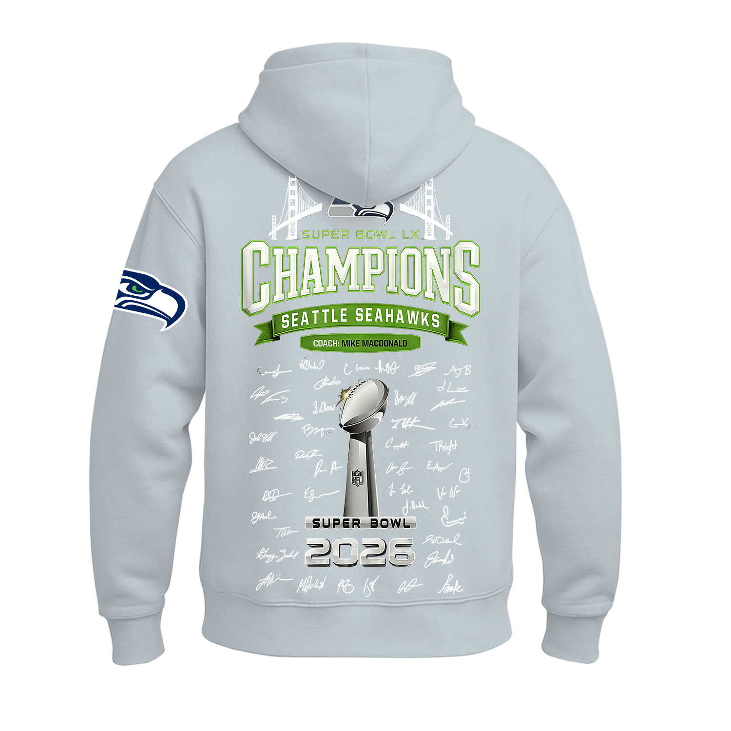Seattle Seahawks Super Bowl LX Printed Fleece-lined Unisex Hoodie Image - 19