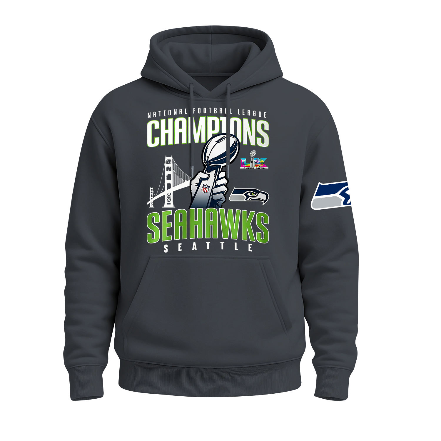 Seattle Seahawks Super Bowl LX Printed Fleece-lined Unisex Hoodie Image - 8