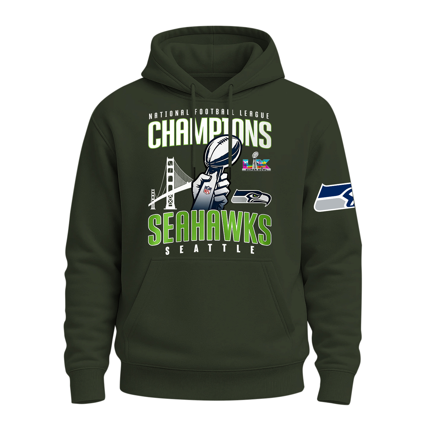 Seattle Seahawks Super Bowl LX Printed Fleece-lined Unisex Hoodie Image - 12