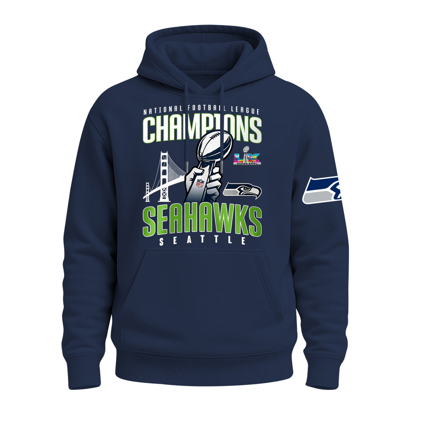Seattle Seahawks Super Bowl LX Printed Fleece-lined Unisex Hoodie Image - 4