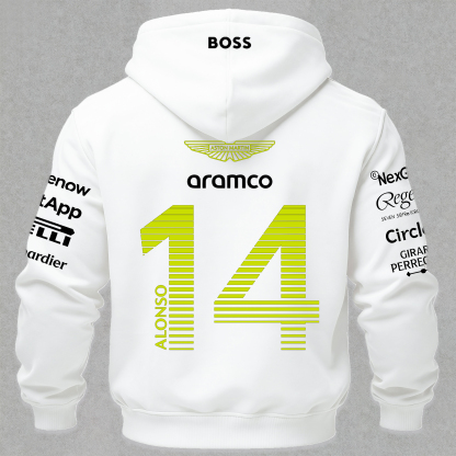 Aston Martin Fernando Alonso F1 Printed Fleece-lined Unisex Hoodie Image - 5