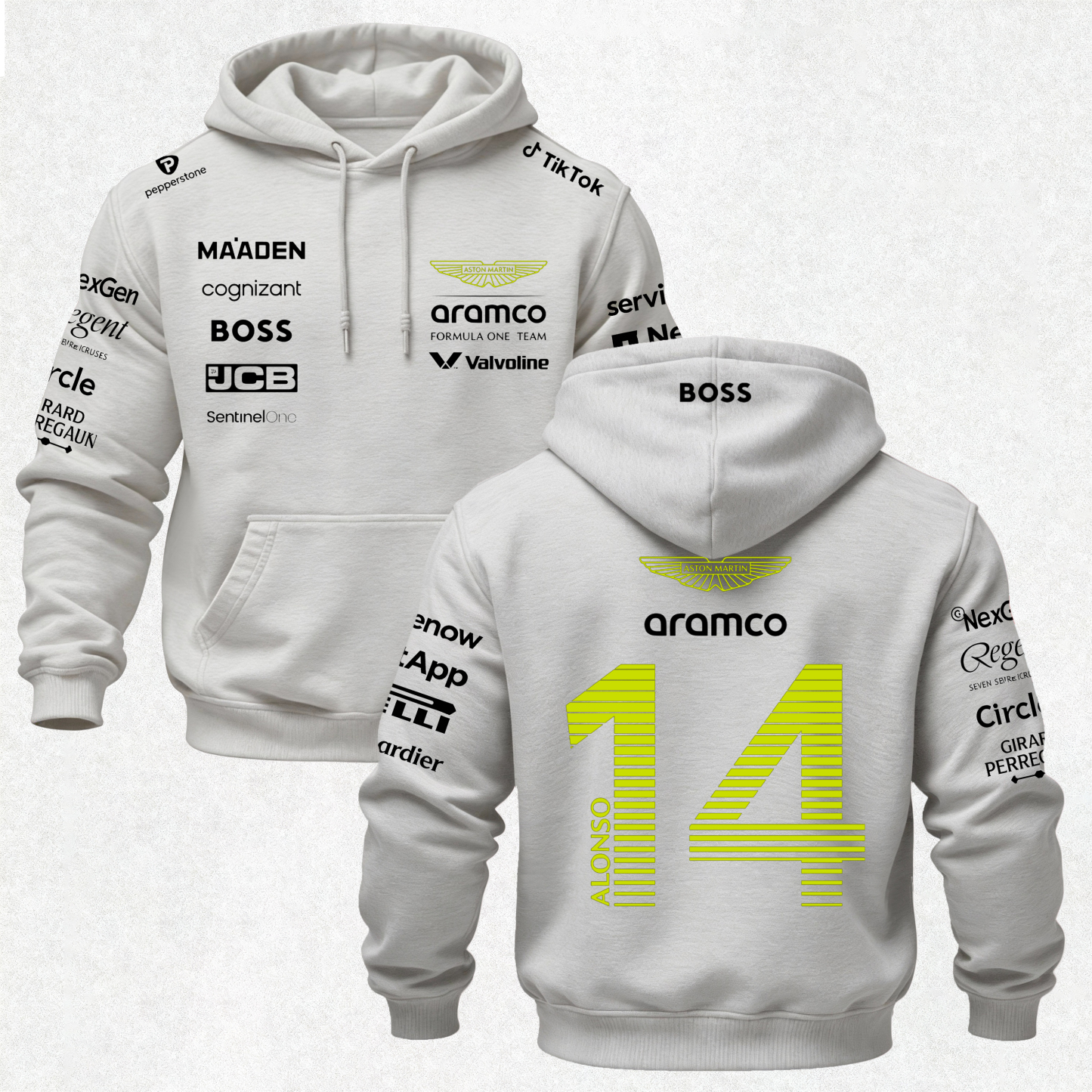 Aston Martin Fernando Alonso F1 Printed Fleece-lined Unisex Hoodie Image - 13