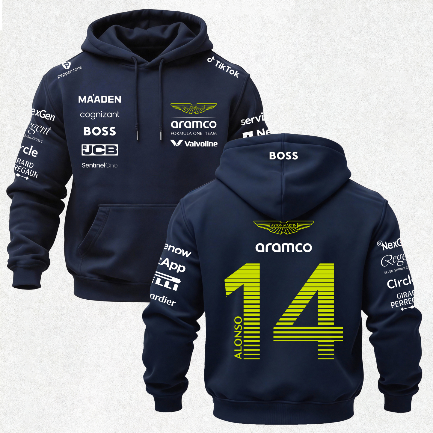 Aston Martin Fernando Alonso F1 Printed Fleece-lined Unisex Hoodie Image - 10
