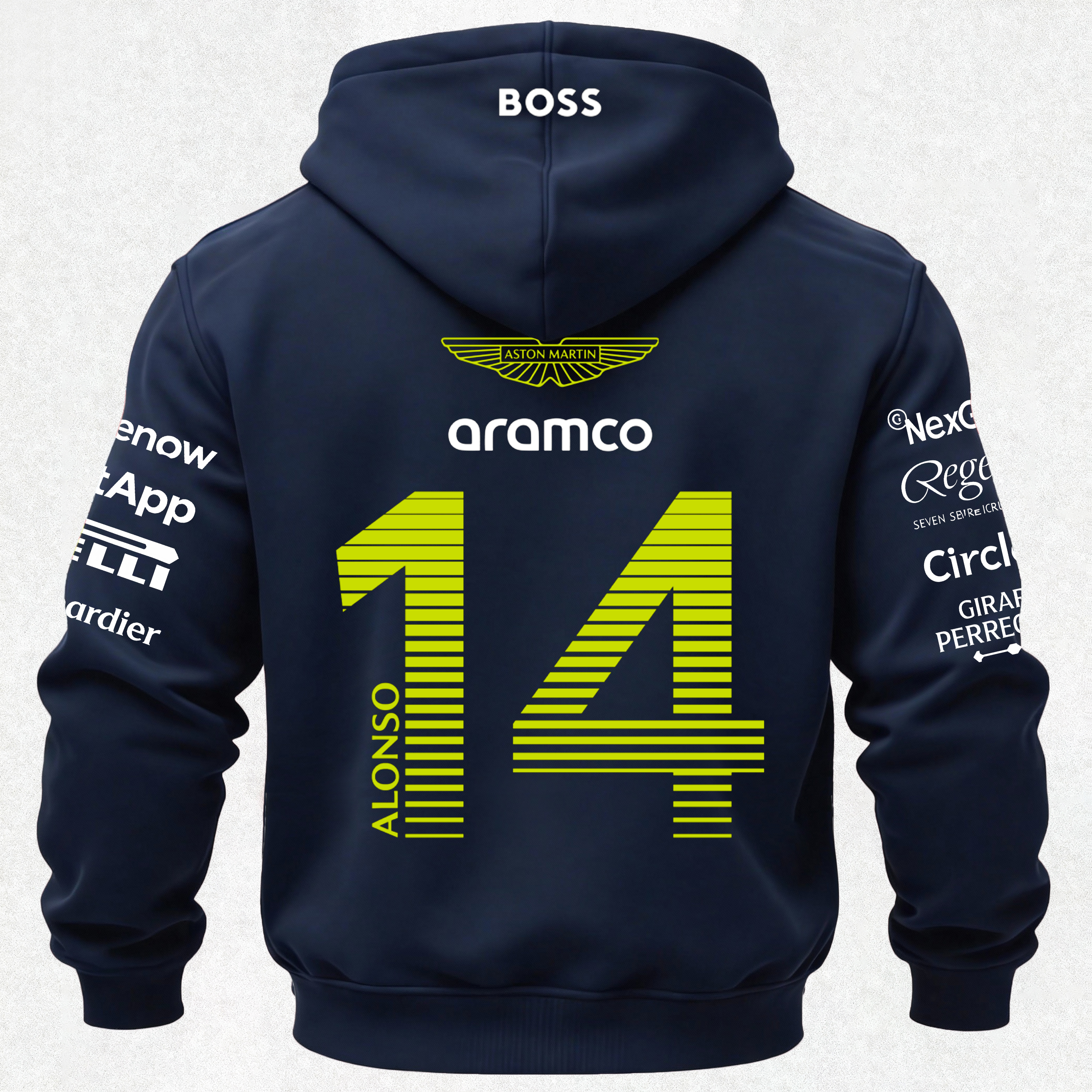 Aston Martin Fernando Alonso F1 Printed Fleece-lined Unisex Hoodie Image - 11