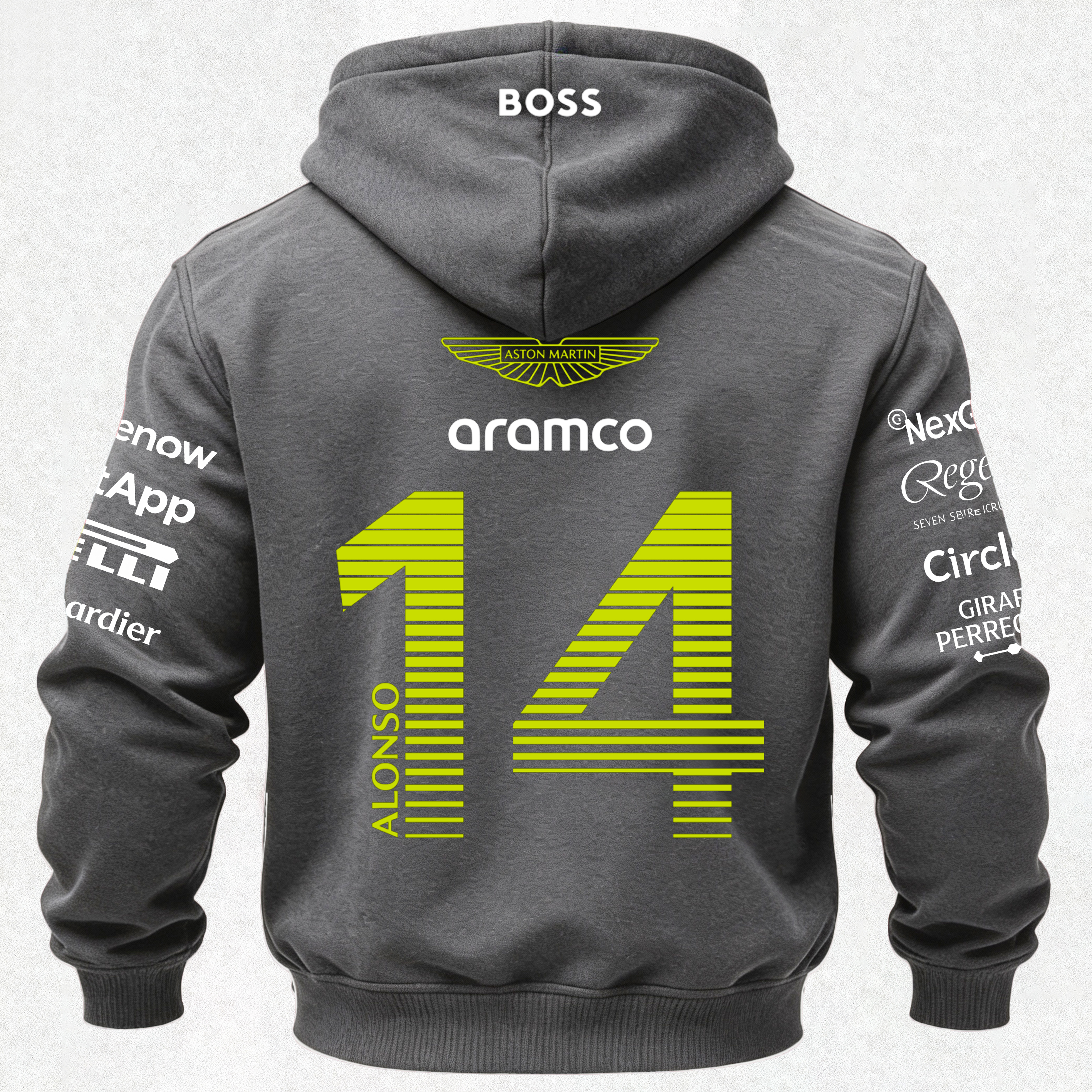 Aston Martin Fernando Alonso F1 Printed Fleece-lined Unisex Hoodie Image - 8