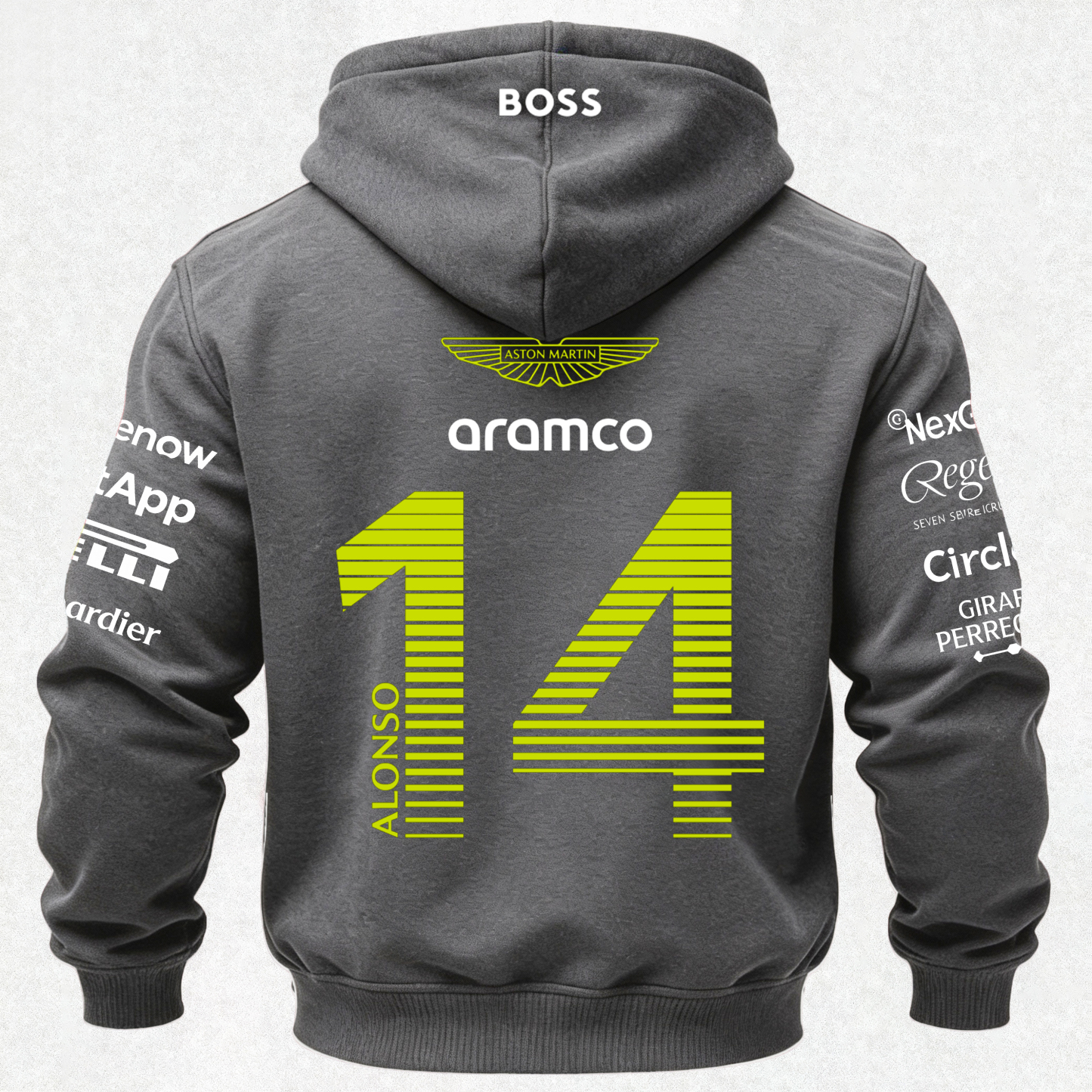 Aston Martin Fernando Alonso F1 Printed Fleece-lined Unisex Hoodie Image - 8