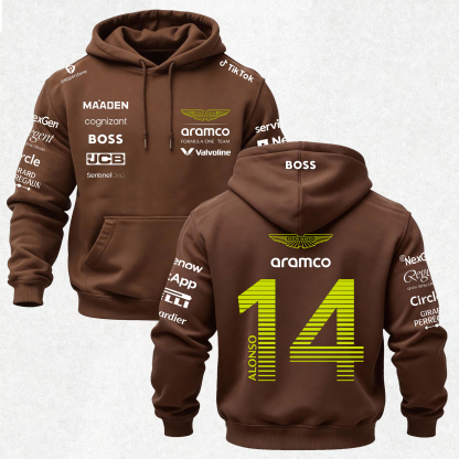 Aston Martin Fernando Alonso F1 Printed Fleece-lined Unisex Hoodie Image - 16