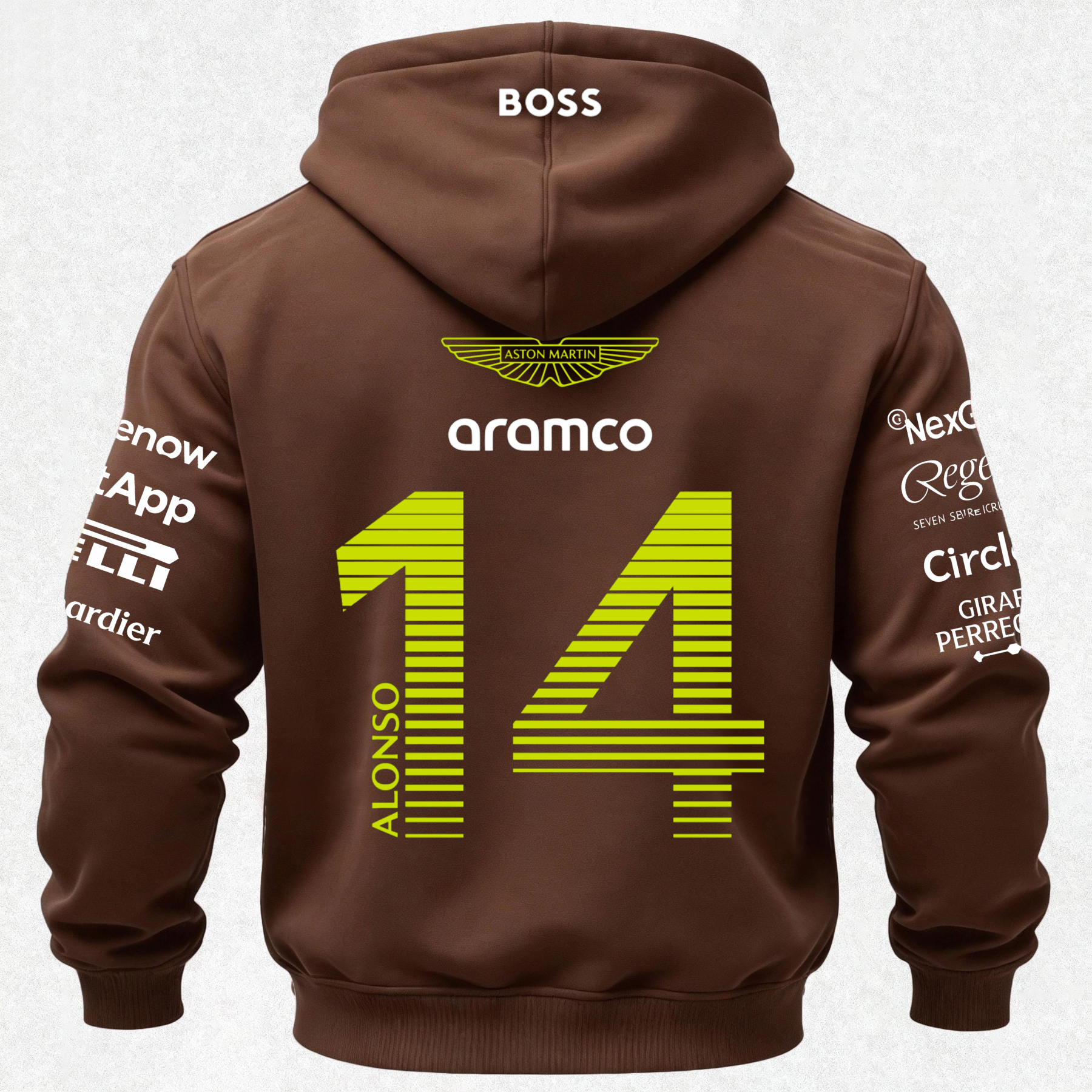 Aston Martin Fernando Alonso F1 Printed Fleece-lined Unisex Hoodie Image - 17