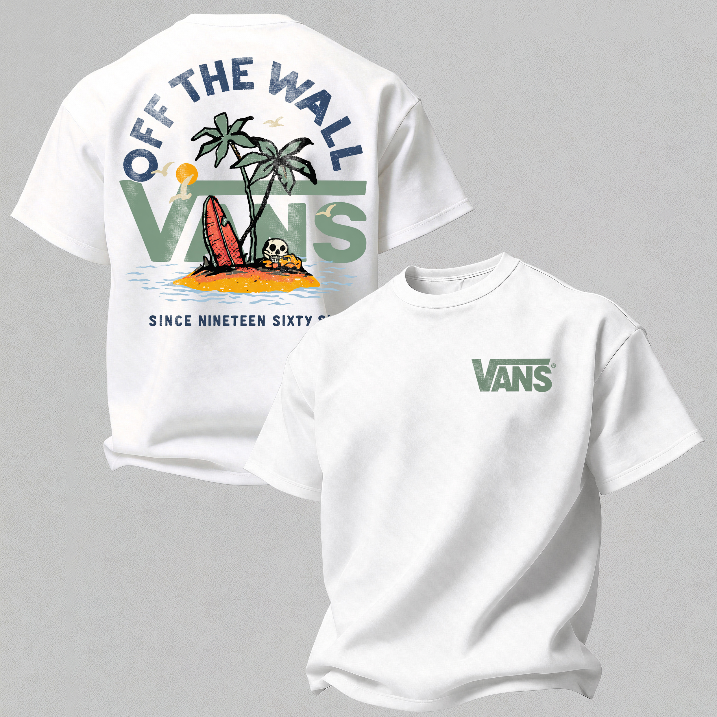 Vans Off The Wall Printed Oversized Unisex T-shirt Image - 1