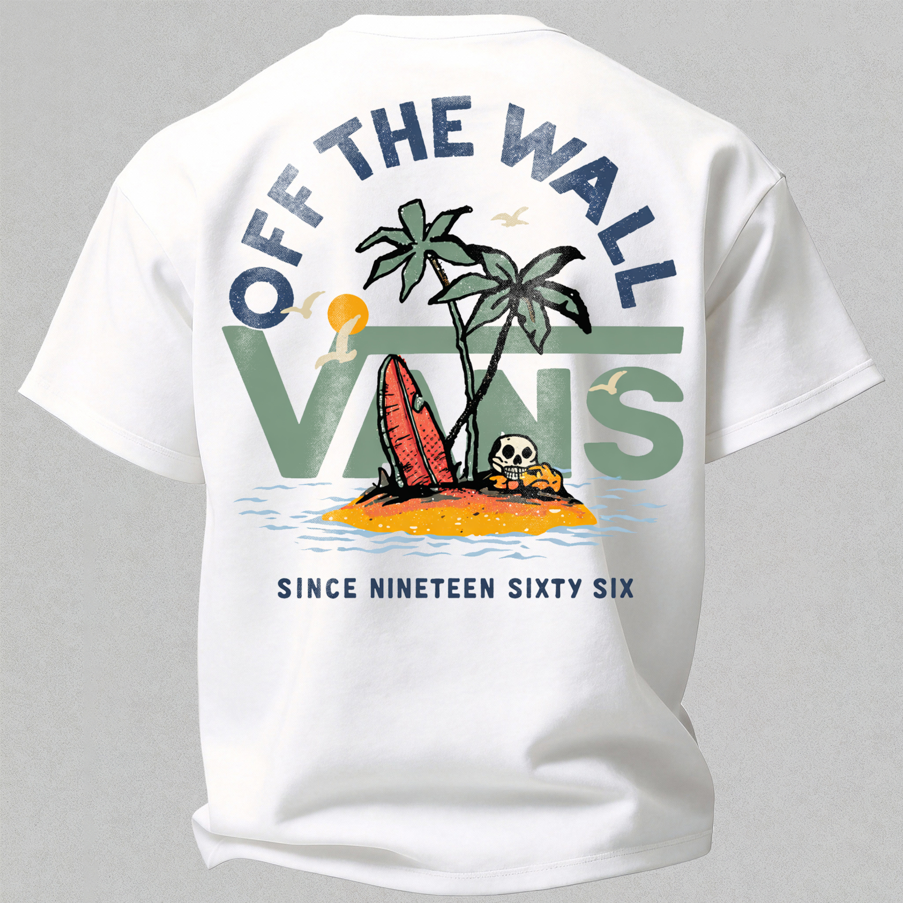 Vans Off The Wall Printed Oversized Unisex T-shirt Image - 3