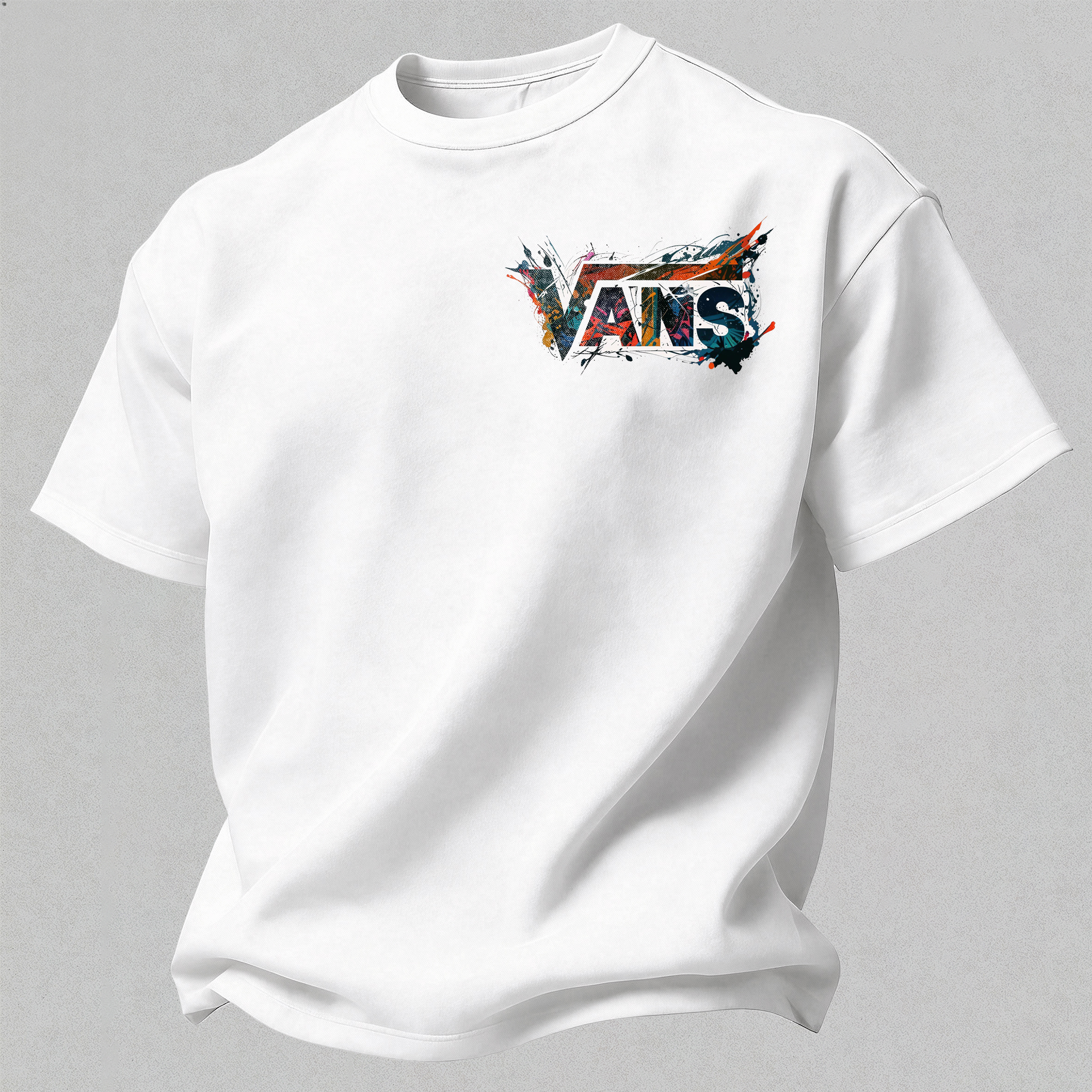 Vans Graffiti Printed Oversized Unisex T-shirt Image - 2