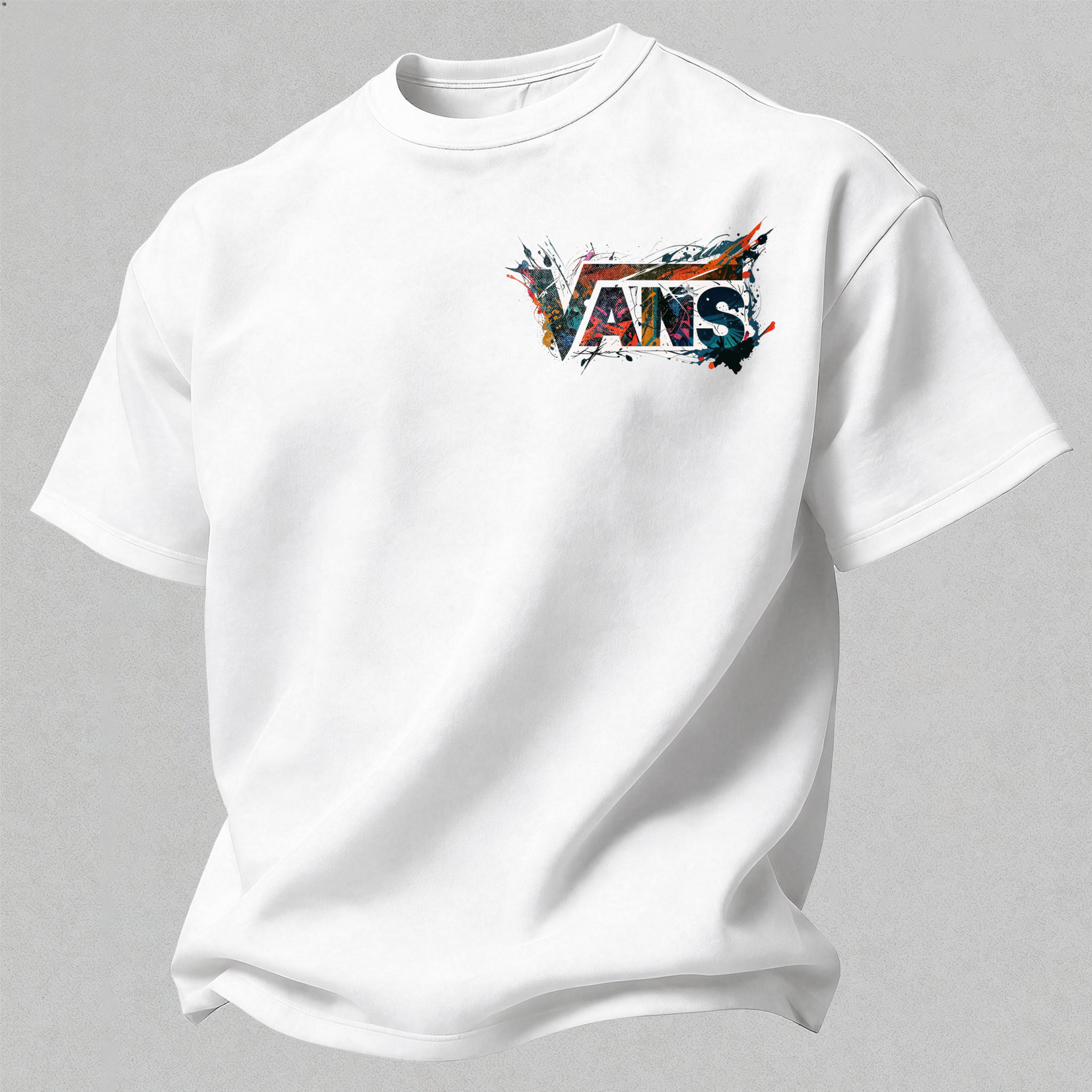 Vans Graffiti Printed Oversized Unisex T-shirt Image - 2