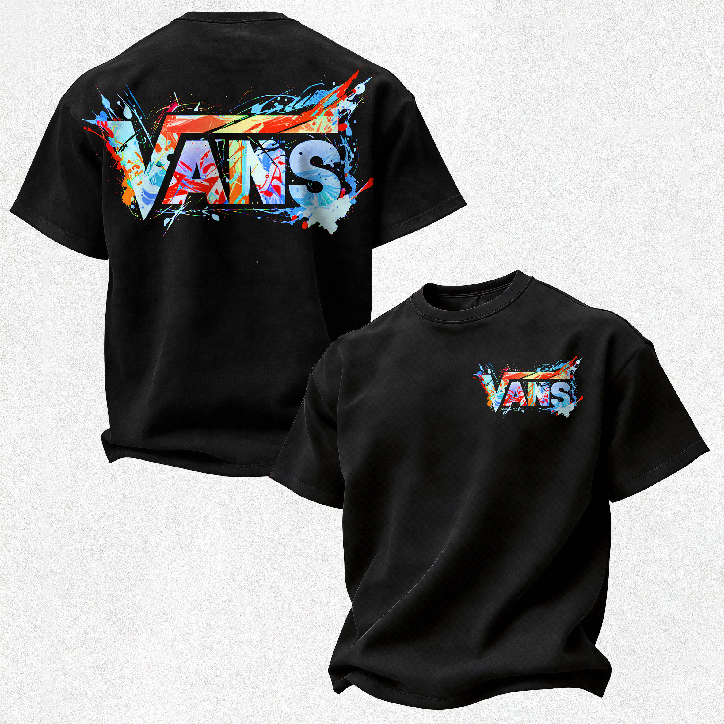 Vans Graffiti Printed Oversized Unisex T-shirt Image - 4