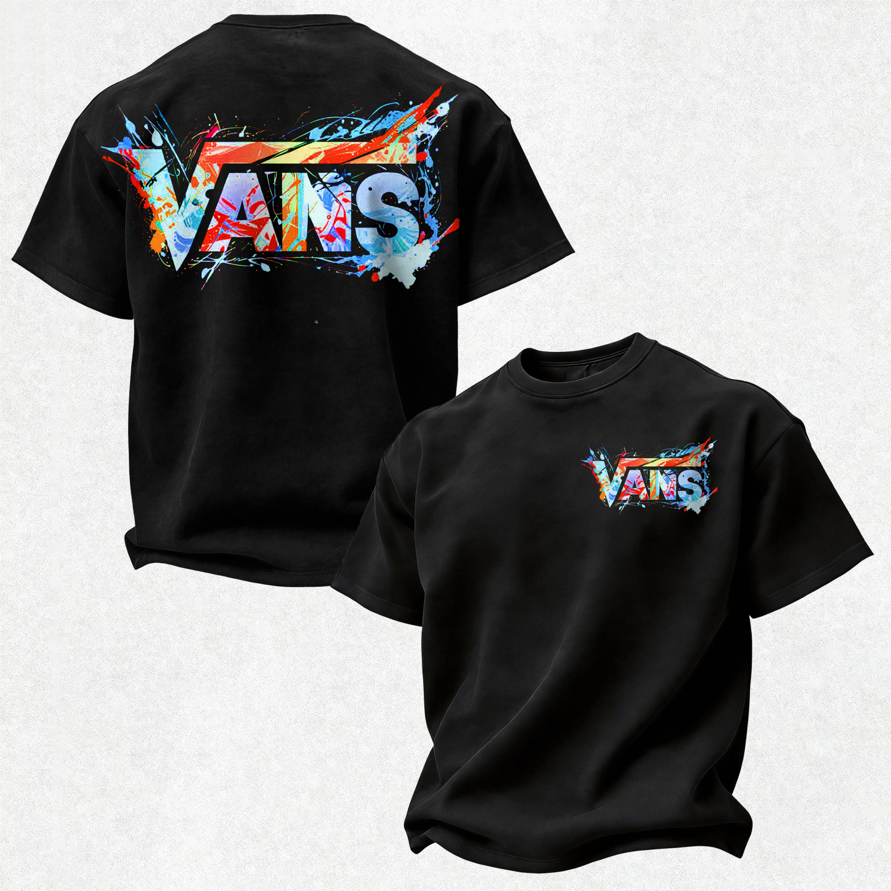 Vans Graffiti Printed Oversized Unisex T-shirt Image - 4