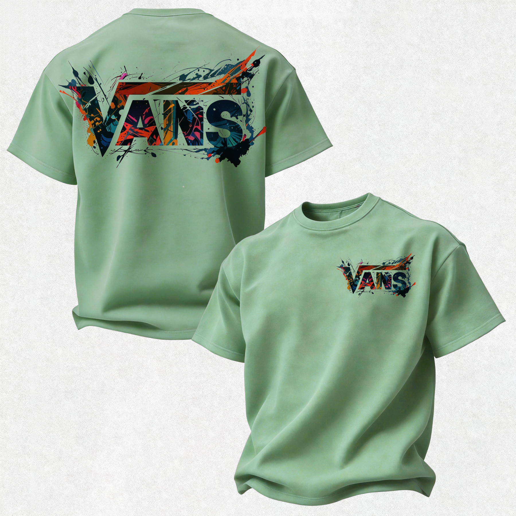 Vans Graffiti Printed Oversized Unisex T-shirt Image - 22