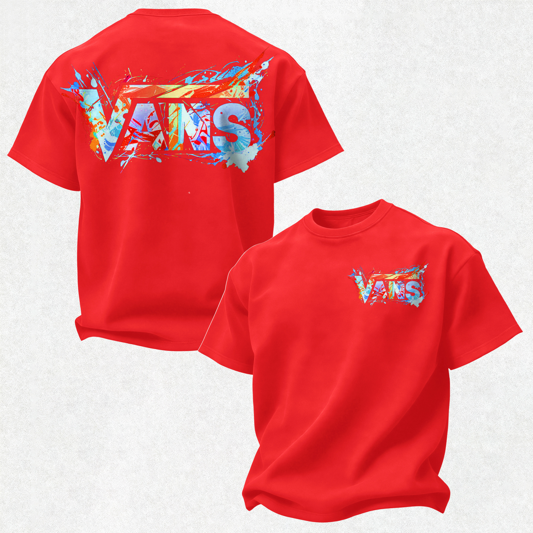 Vans Graffiti Printed Oversized Unisex T-shirt Image - 28
