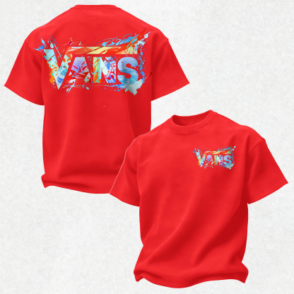Vans Graffiti Printed Oversized Unisex T-shirt Image - 28