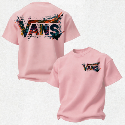 Vans Graffiti Printed Oversized Unisex T-shirt Image - 13