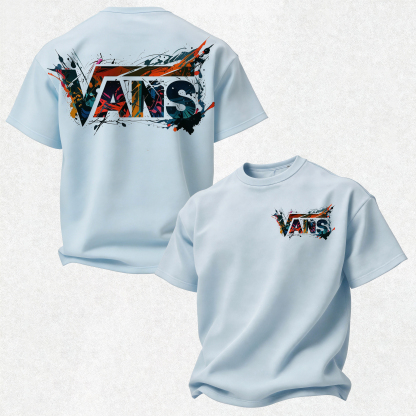 Vans Graffiti Printed Oversized Unisex T-shirt Image - 16