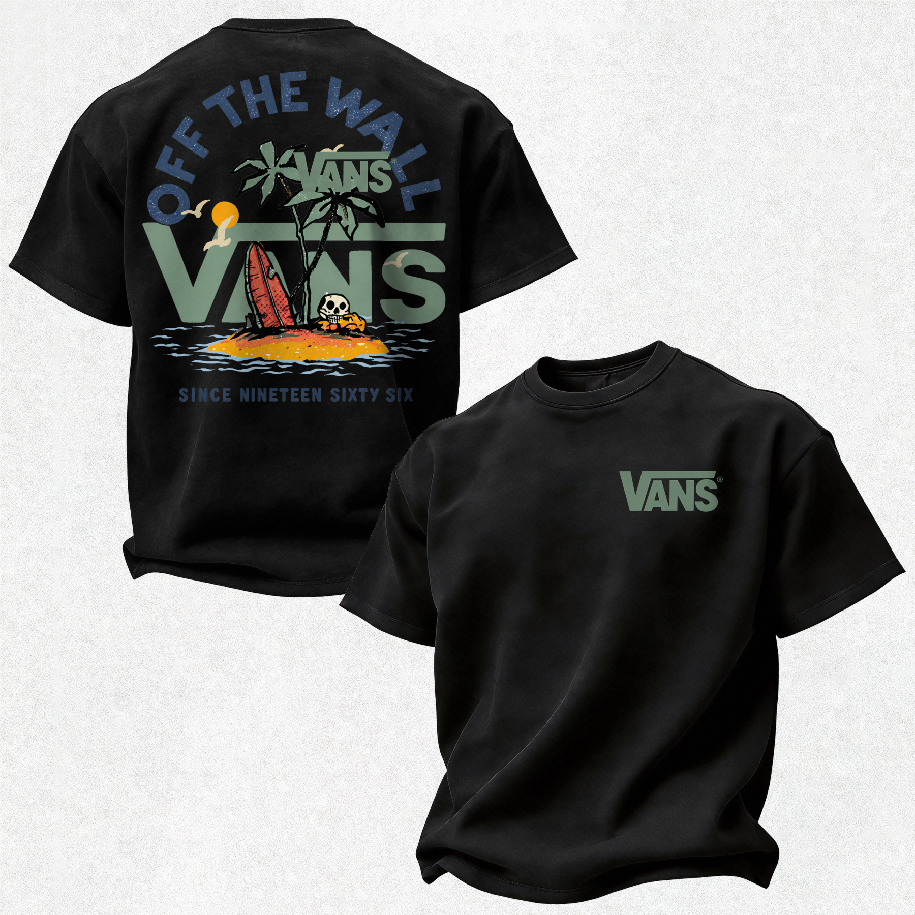 Vans Off The Wall Printed Oversized Unisex T-shirt Image - 22