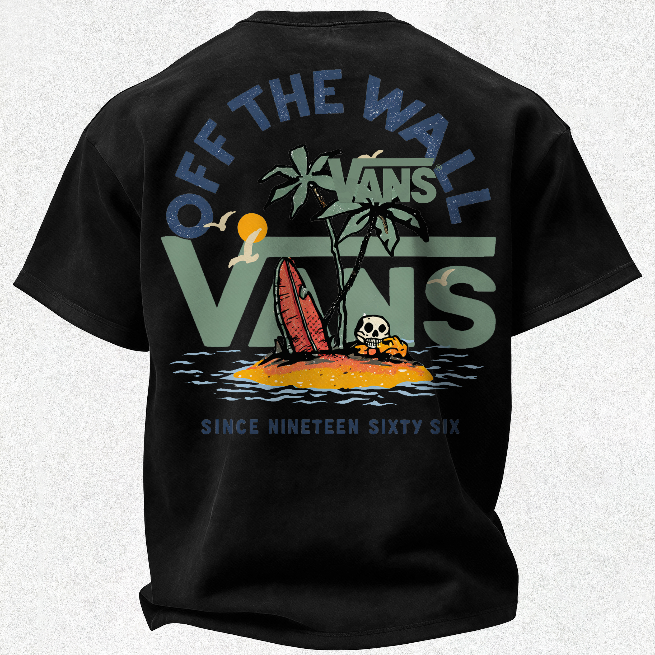 Vans Off The Wall Printed Oversized Unisex T-shirt Image - 24