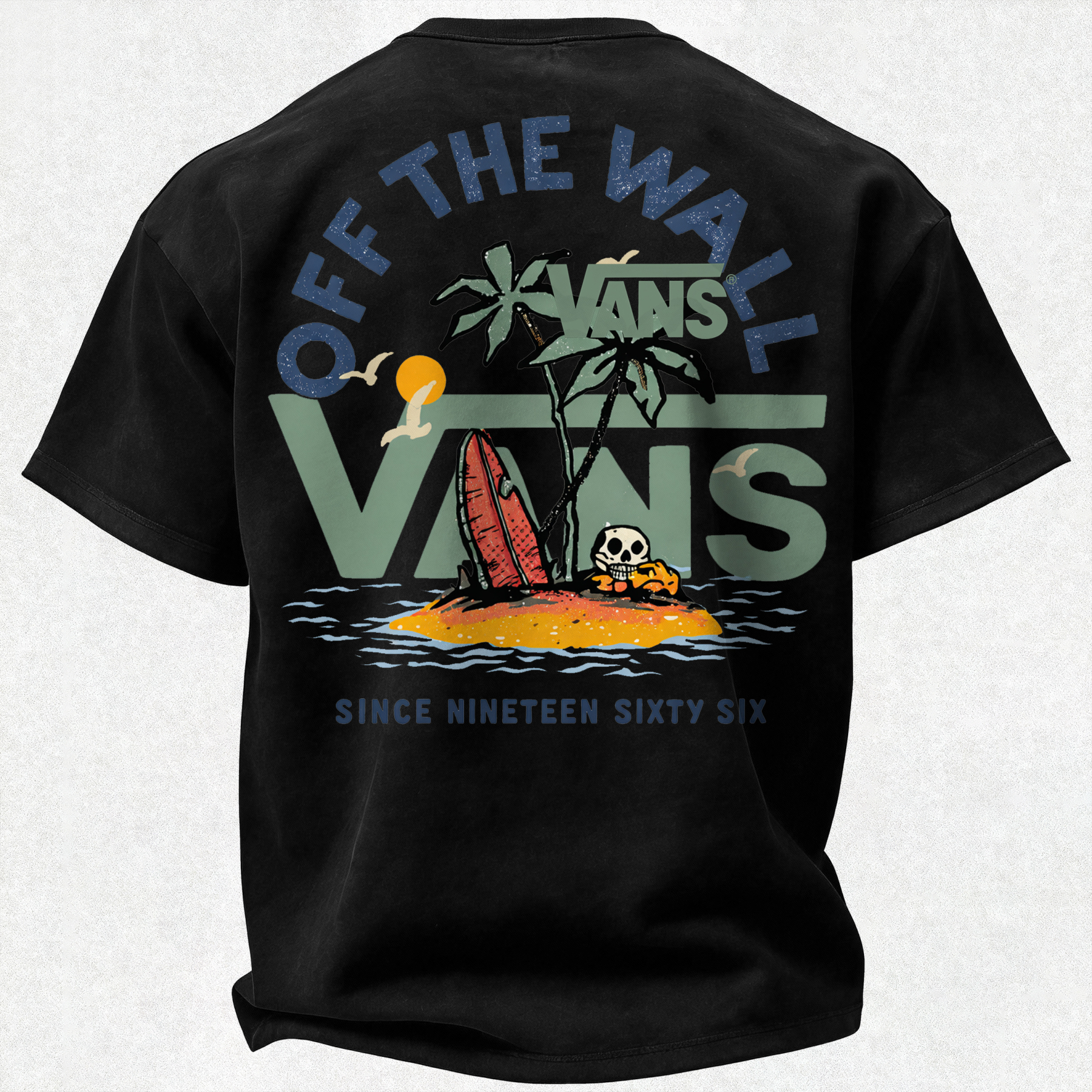 Vans Off The Wall Printed Oversized Unisex T-shirt Image - 24