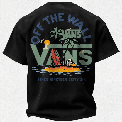 Vans Off The Wall Printed Oversized Unisex T-shirt Image - 24