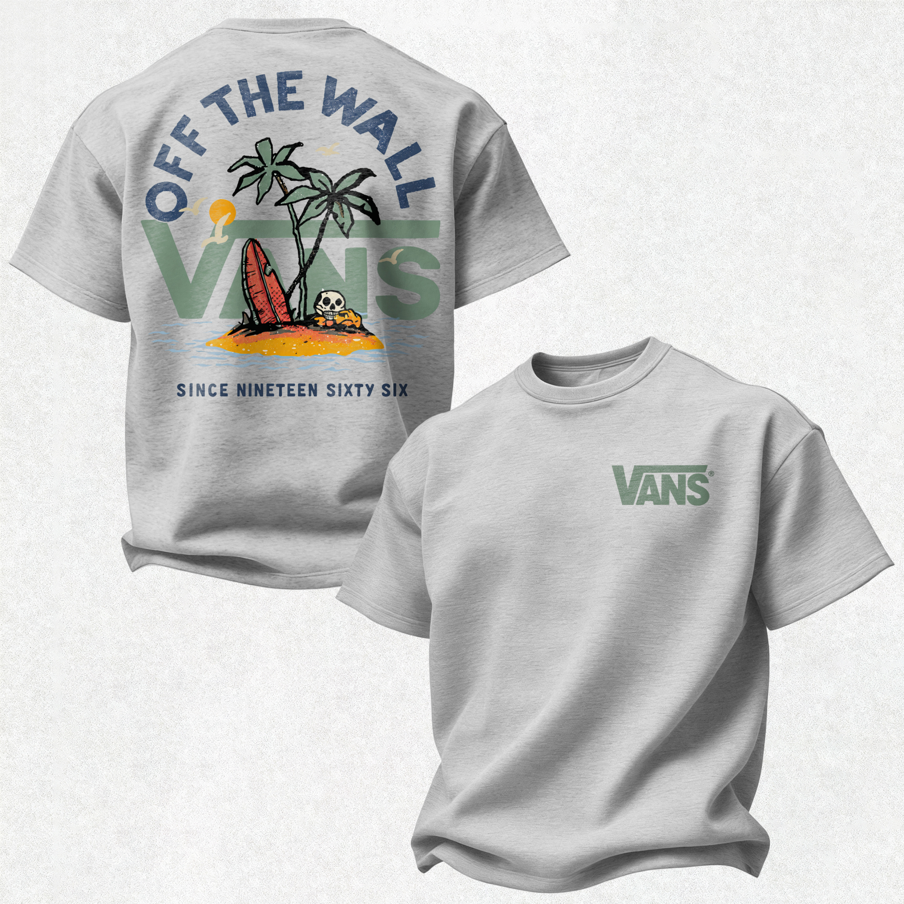 Vans Off The Wall Printed Oversized Unisex T-shirt Image - 4