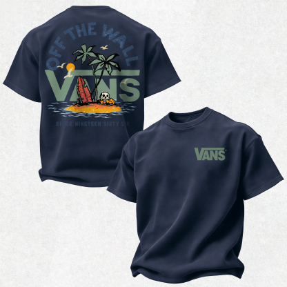 Vans Off The Wall Printed Oversized Unisex T-shirt Image - 25