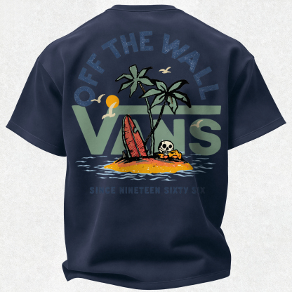 Vans Off The Wall Printed Oversized Unisex T-shirt Image - 27