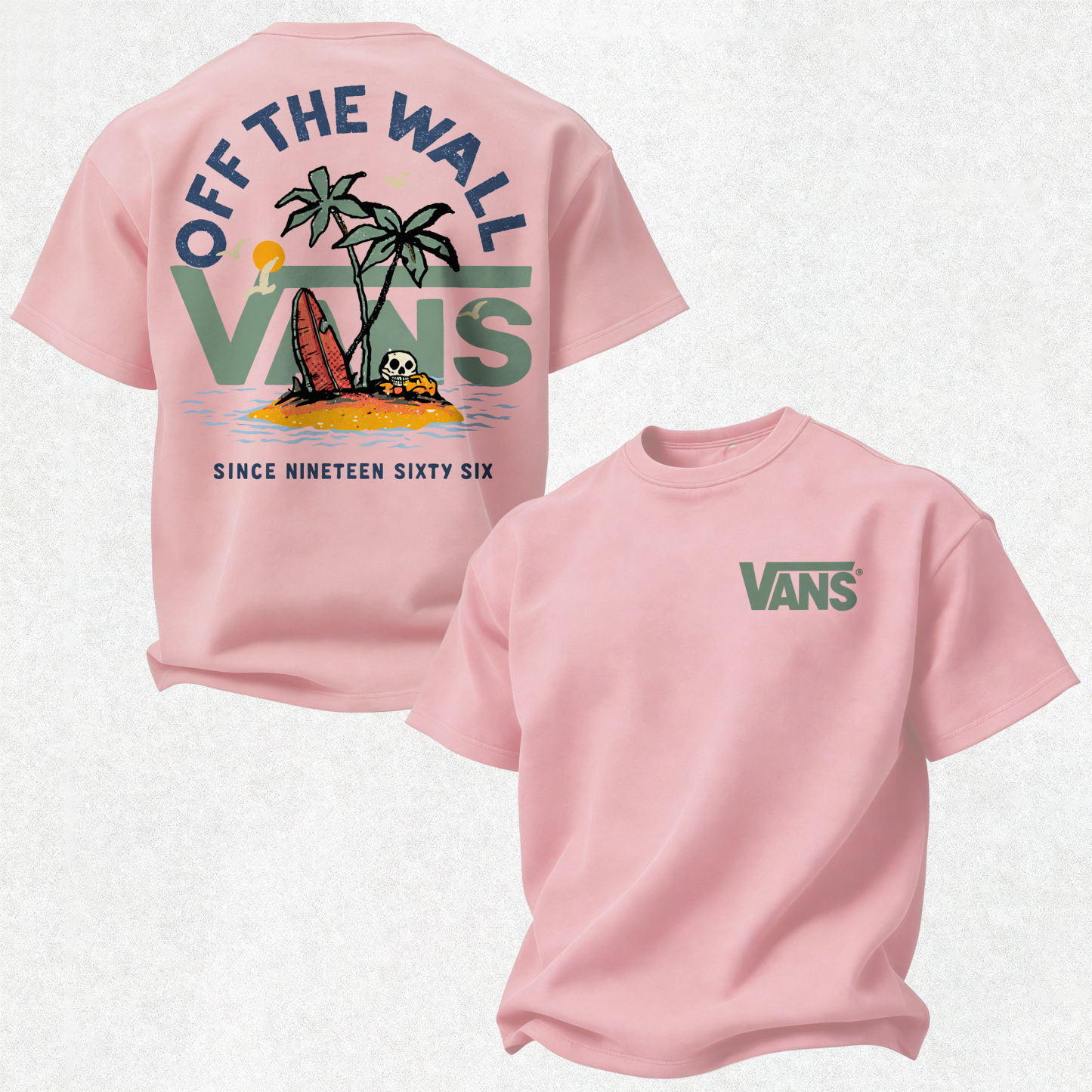 Vans Off The Wall Printed Oversized Unisex T-shirt Image - 13
