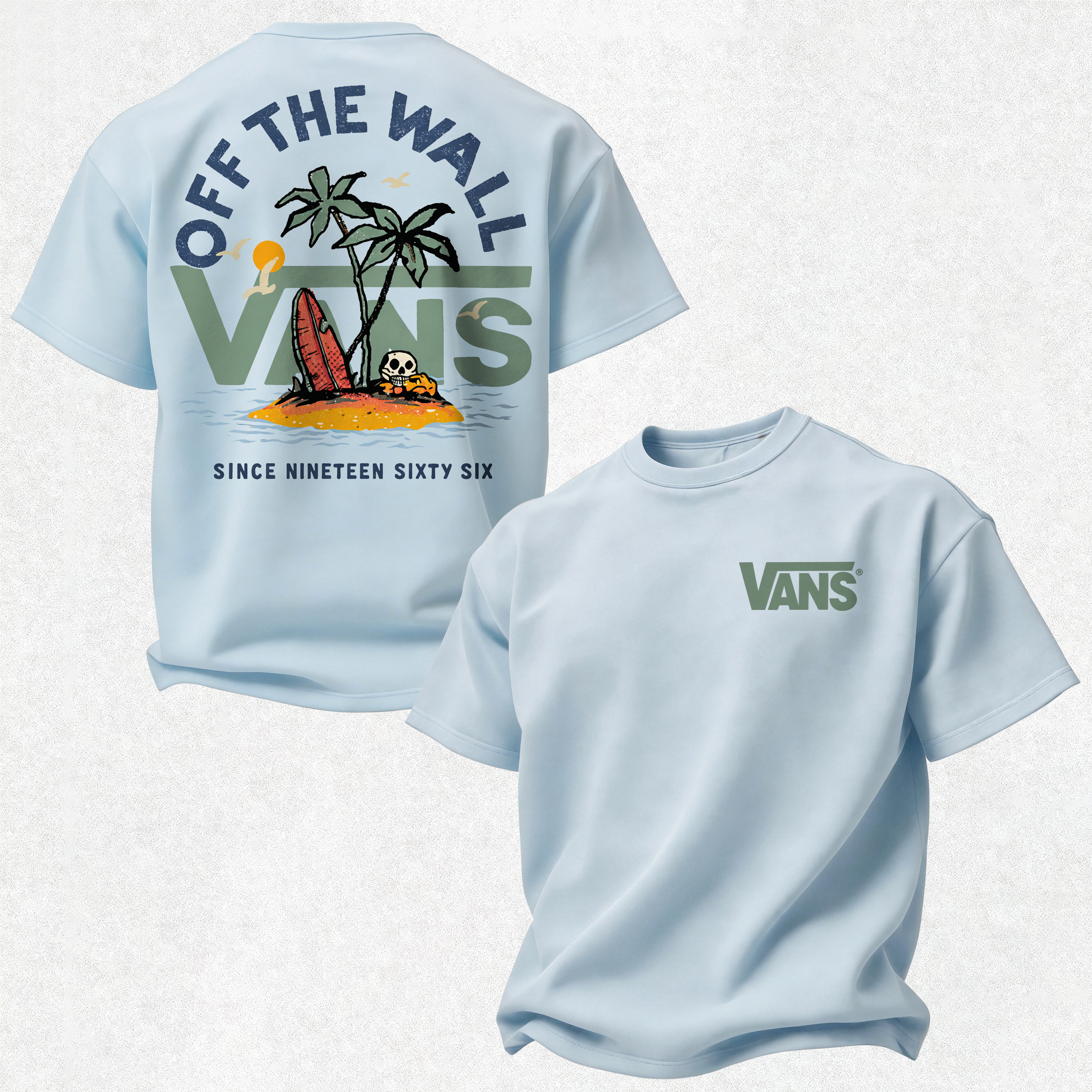 Vans Off The Wall Printed Oversized Unisex T-shirt Image - 10
