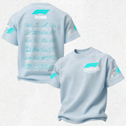 F1 2026 Calendar Printed Oversized Unisex T-shirt Image - 16