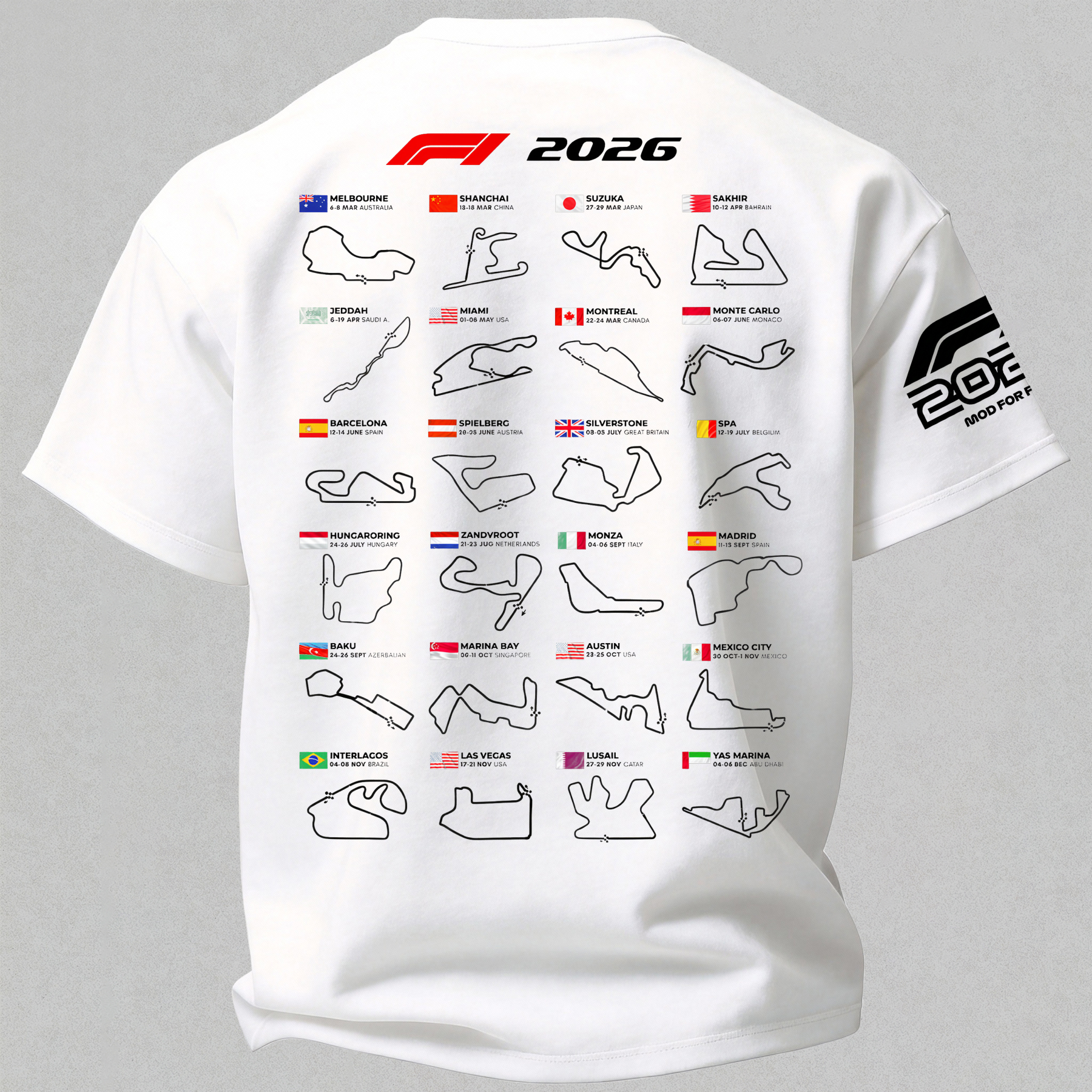 2026 F1 World Championship Printed Oversized Unisex T-shirt Image - 6